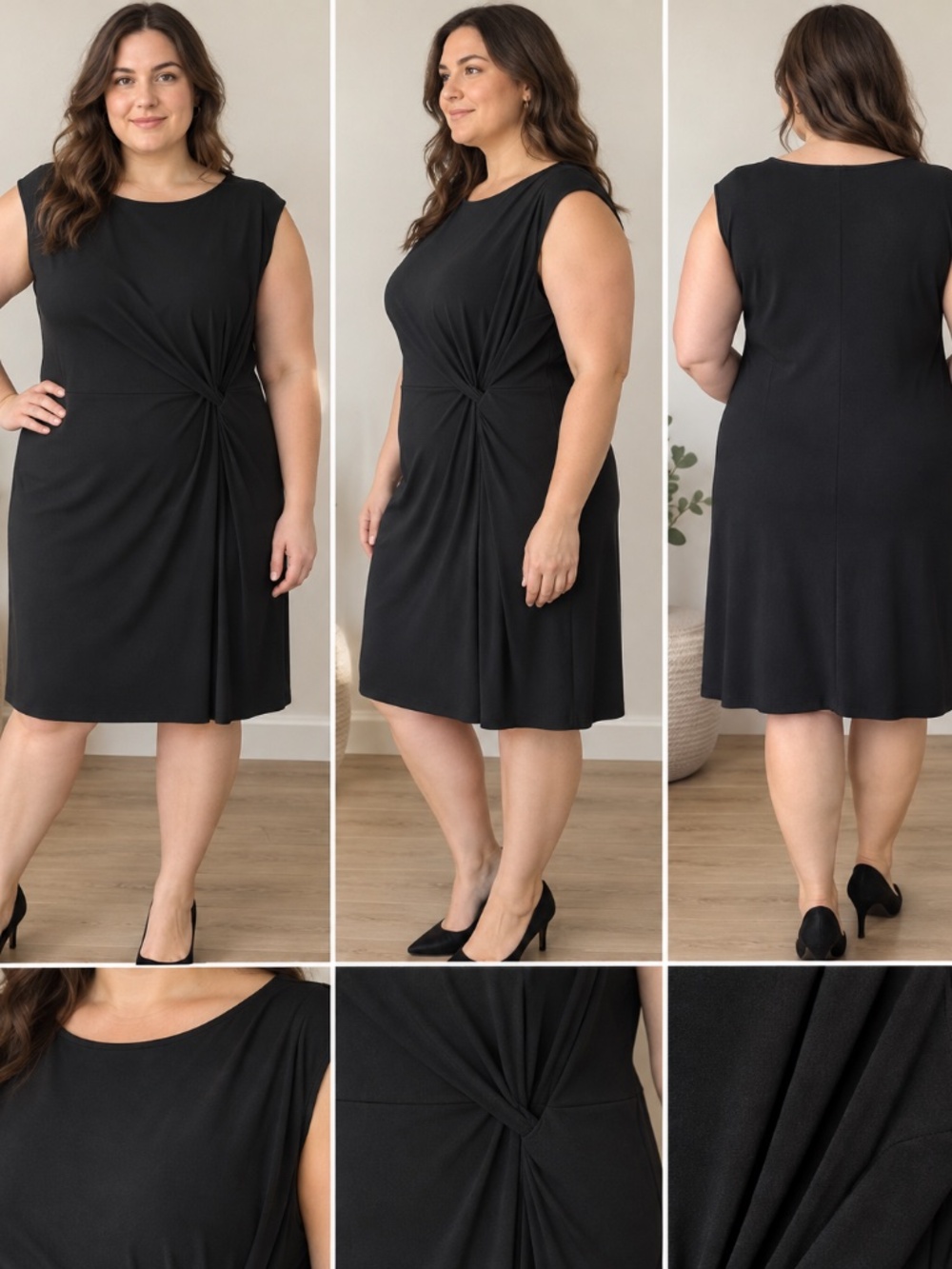Black Draped Stretch Dress XL Made in Canada Stretch Classic Bianca Nygard